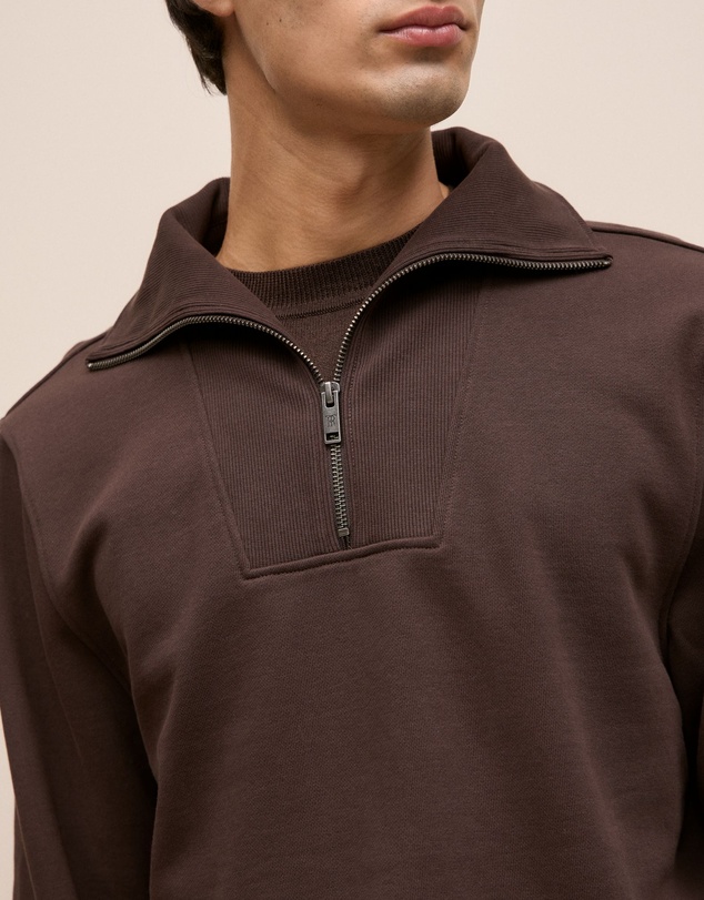 Trenery - Half Zip Sweat in Coffee Bean