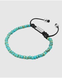 Nialaya Jewellery - Men's Miyuki Beaded Bracelet with Turquoise and Silver