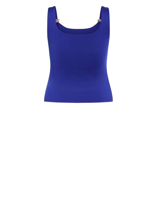 City Chic - Plus size Arami Strap Detail Top - cobalt