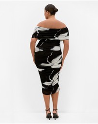 City Chic - Plus Size Dana Blur Print Mesh Skirt - black
