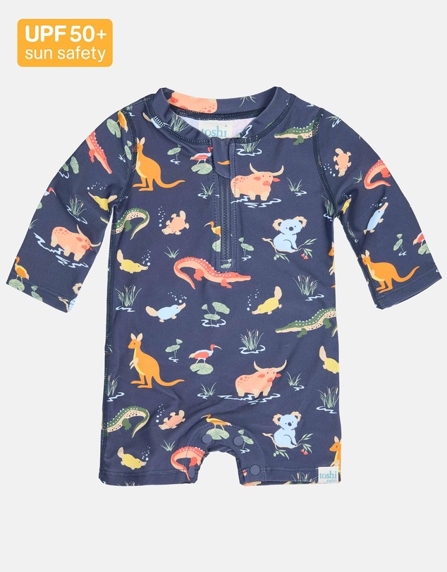 Toshi - Swim Onesie L/S Splash -  Kakadu Moonlight 000