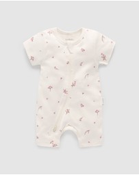 Purebaby - S/S Short Leg Zip Growsuit-Babies