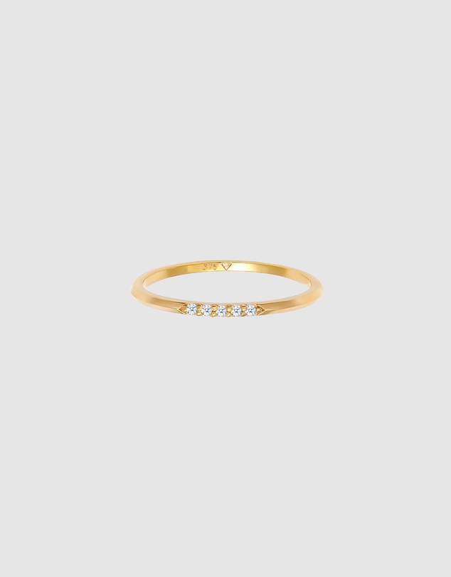 Elli Jewelry - Ring Band Elegant Fine with Diamonds(0.025 ct) in 375 Gold