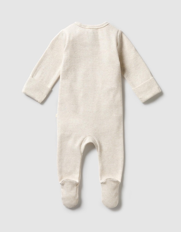 Wilson & Frenchy - Organic Stripe Rib Zipsuit with Feet - Babies