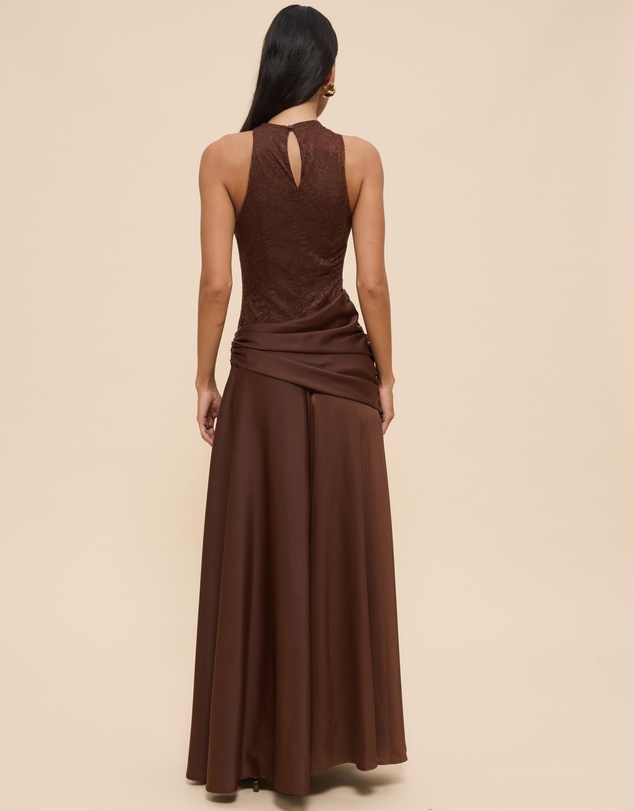 Revibe - Repaired CHANCERY Layla High Neck Lace Panelled Maxi Dress - AU 10