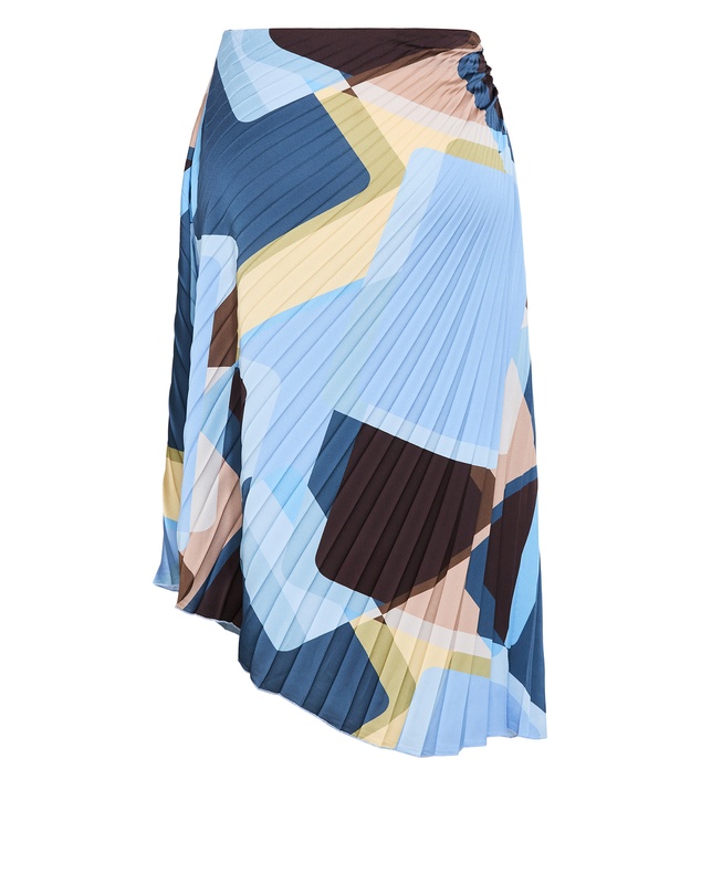 City Chic - Plus size Amaya Abstract Print Pleat Skirt - blue