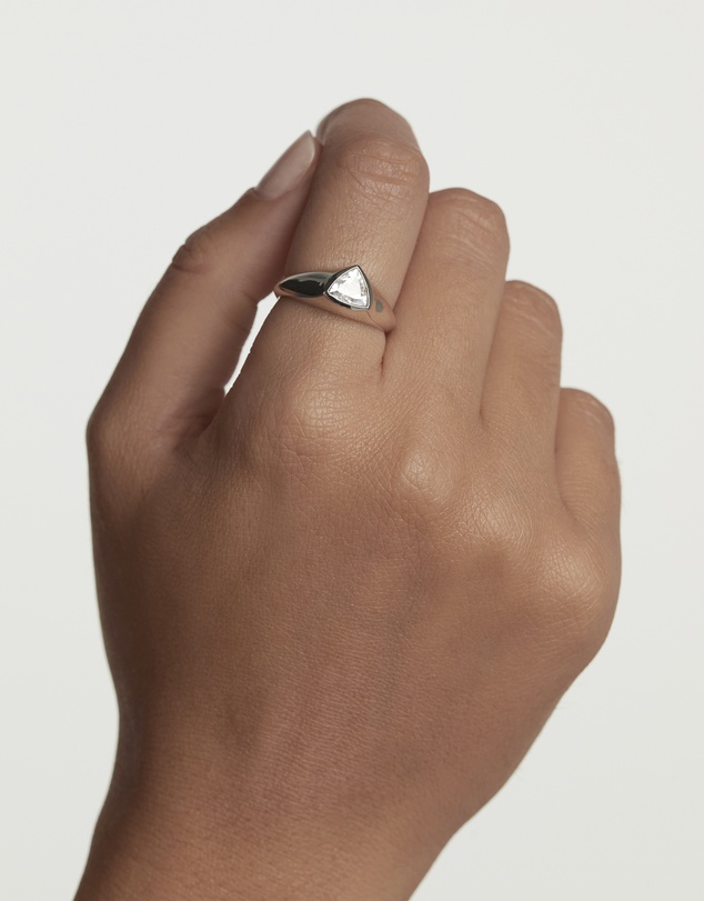 PDPAOLA - Triangle Shimmer Stamp Silver Ring