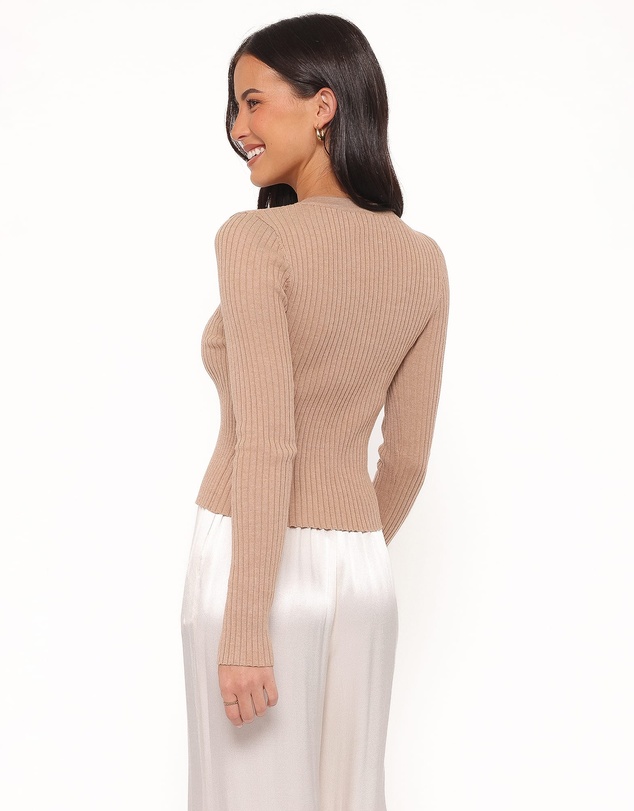 Petal & Pup - Searie Ribbed Cardigan Top - Warm Sand