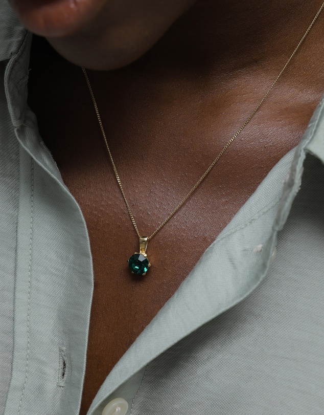 Elli Jewelry - Green Crystal Solitaire Jewellery Set in Gold-Plated 925 Silver