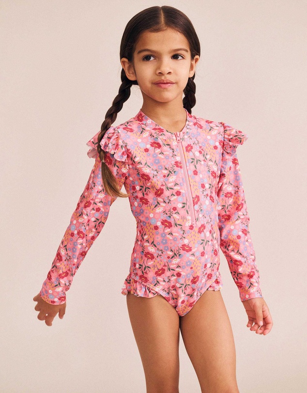 Huxbaby - Vintage Floral Frill Swimsuit - Babies-Kids
