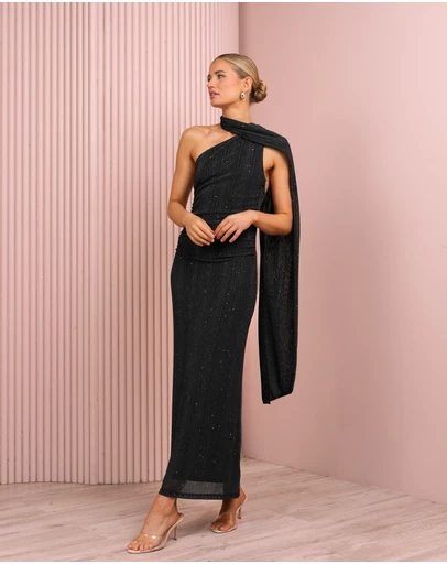 Azzurielle - Wister Scarf Neck Maxi Dress