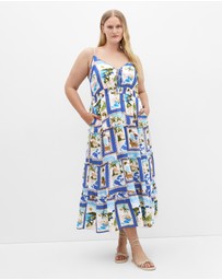 City Chic - Aiza Postcard Print Maxi Dress