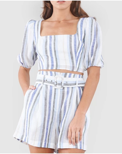 Amelius - Zanci Stripe Linen Crop Top