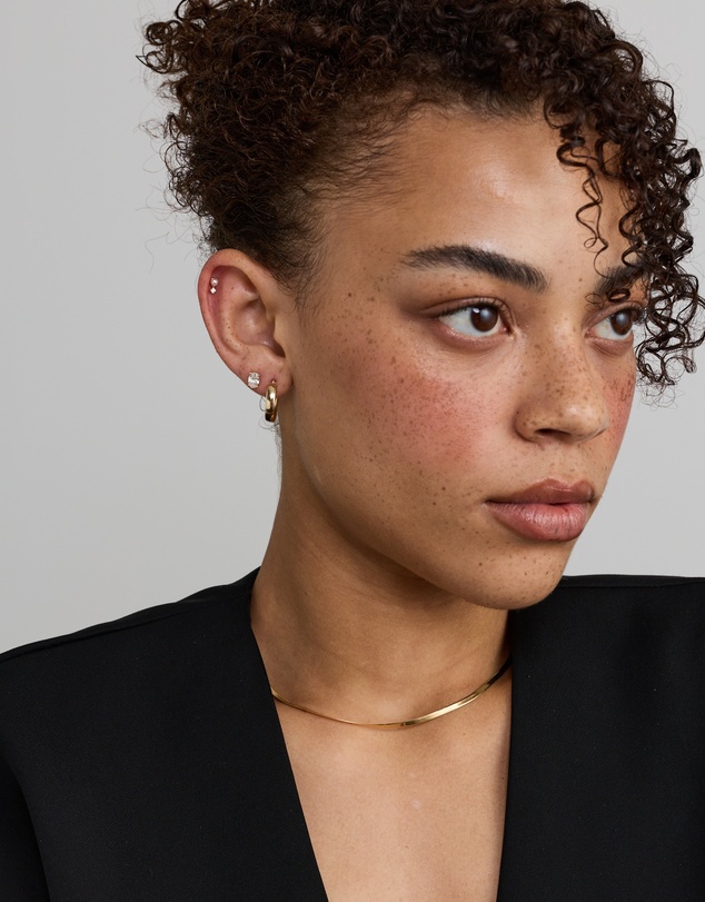 Michael Hill - Cultured Freshwater Pearl & White Sapphire Single Helix Earring in 10kt Gold