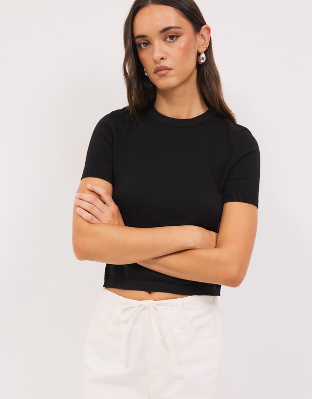 Calli - Melton Fitted Knit Tee