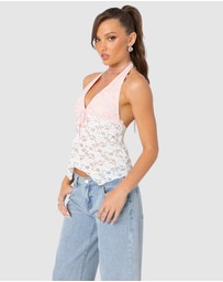 EDIKTED - Esme Sheer Lace Halter Top