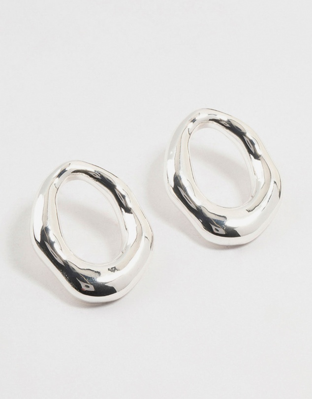 Lovisa - Silver Plated Molten Open Circle Stud Earrings