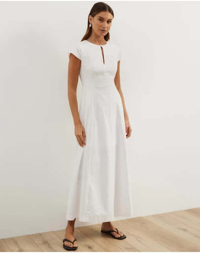 Atmos&Here - Lorry Keyhole Linen Blend Maxi Dress