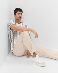 UNISON - Coffee Stripe Relaxed T Shirt