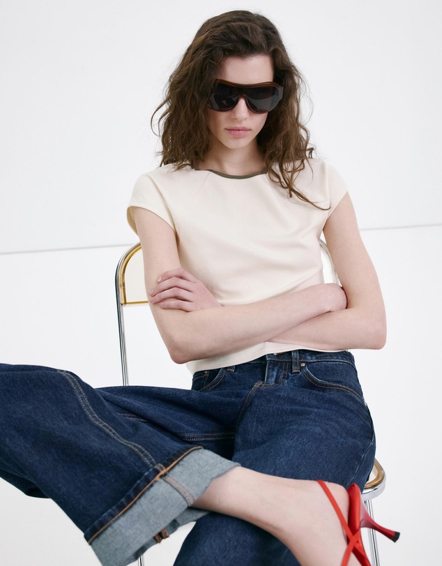 M.N.G - Cotton T-Shirt with Contrast Piping