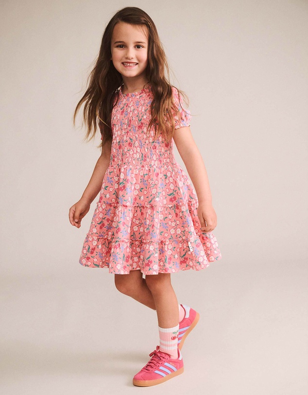 Huxbaby - Tropical Cherry Floral Tiered Puff Dress - Babies-Teens