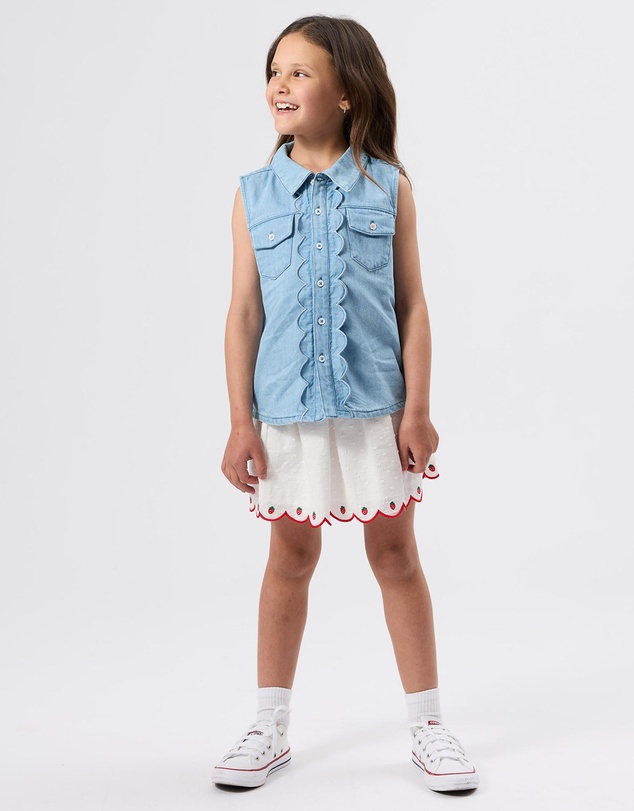 Goldie + Ace - Scallop Hem Strawberry Skirt - Kids