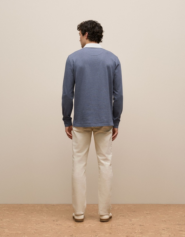 Trenery - Jersey Cotton Monogram Rugby in Denim Blue Marle