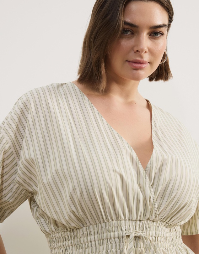 Atmos&Here Curvy - Elis Cotton Gathered Waist Top