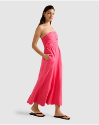 Forever New - Matisse Ruched Strapless Linen Midi Dress
