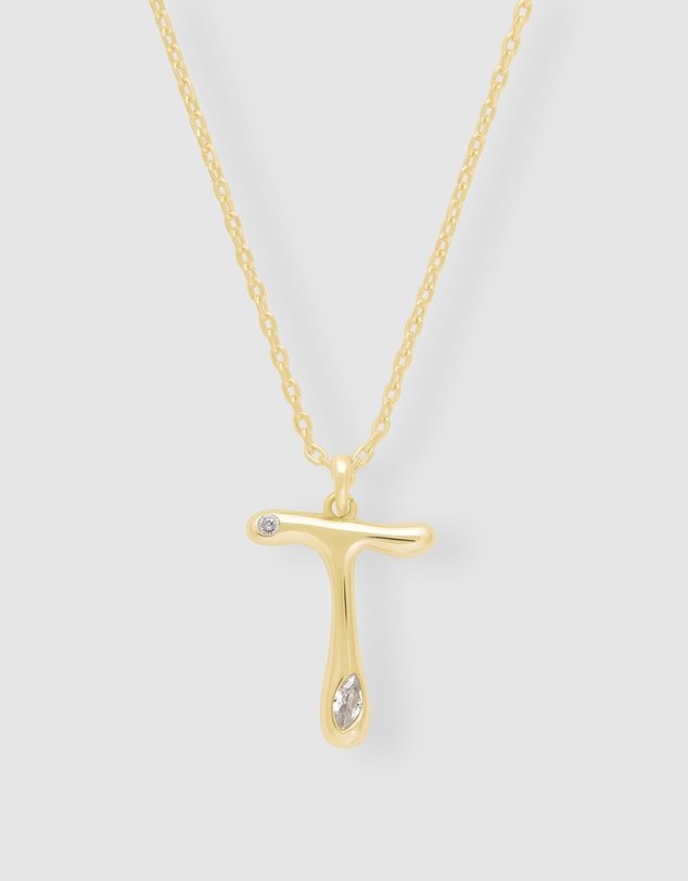 Wanderlust + Co - Alphabet Bubble Pendant Necklace - Letter T