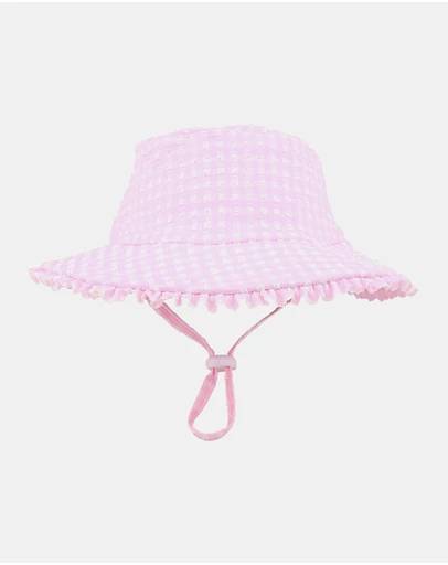 Minihaha - Pink Gingham Swim Sunhat - Babies-Teens