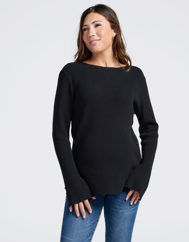 Angel Maternity - Arial Maternity Oversized Luxury Knit Nursing Jumper in Black