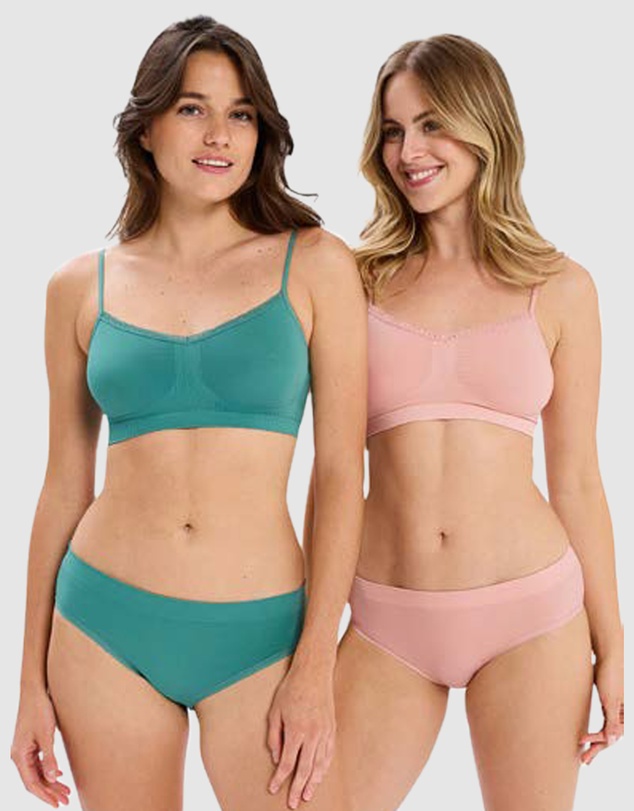 Billet Doux - Zen Attitude Crop Top Style Wirefree Bralette - 2 Pack