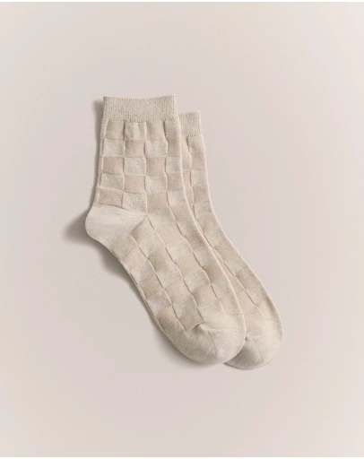 Trenery - Jacquard Lattice Sock in Flax Marle
