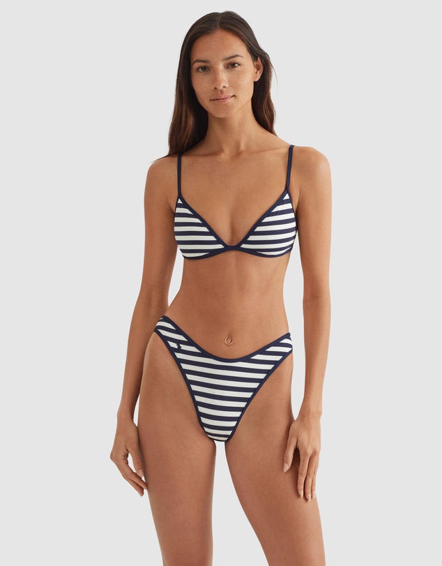 Polo Ralph Lauren - Pique Stripe High Leg Bikini Bottom