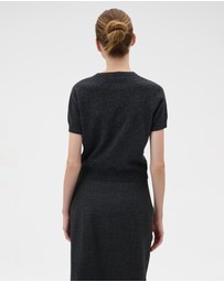 Oroton - Short Sleeve Wool Crew Cardigan