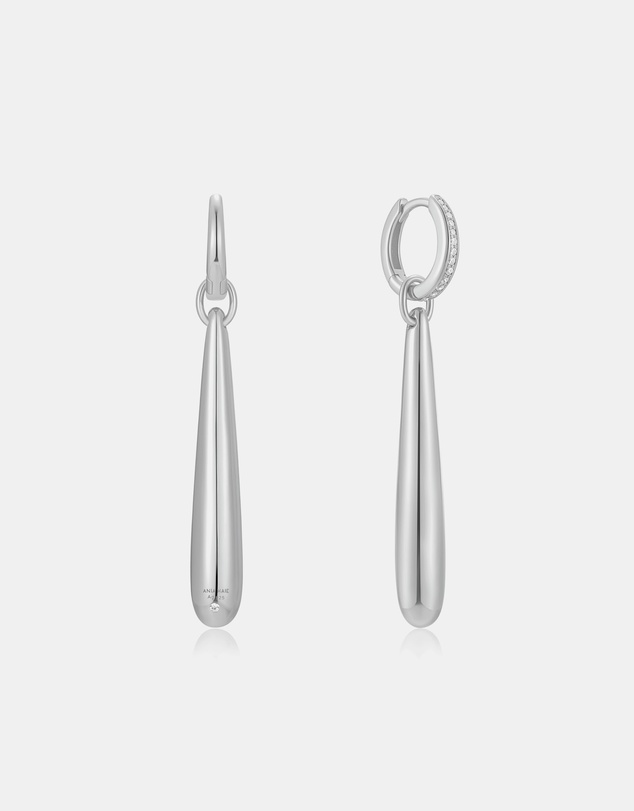 Ania Haie - Ania Haie Silver Long Water Droplet Drop Earrings