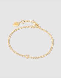 Wanderlust + Co - Heart Bezel 14K Gold Vermeil Curb Chain Bracelet