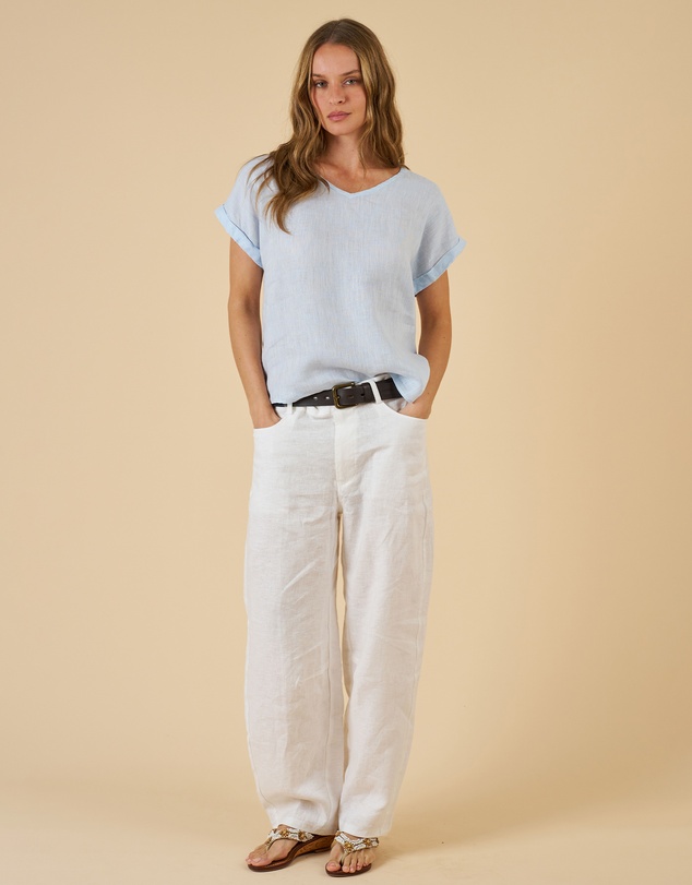 CAMIXA - Martina Linen V-Neck T-shirt