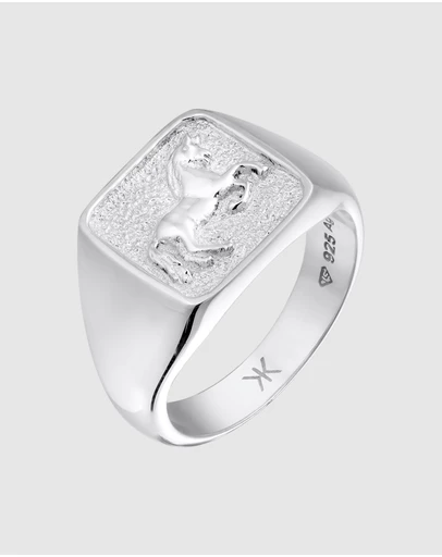 Kuzzoi - ICONIC EXCLUSIVE - Horse Signet Ring in 925 Sterling Silver