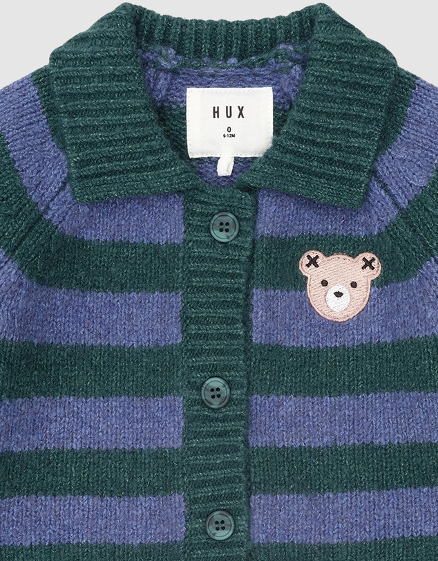 Huxbaby - Classic Stripe Collar Knit Cardigan - Babies