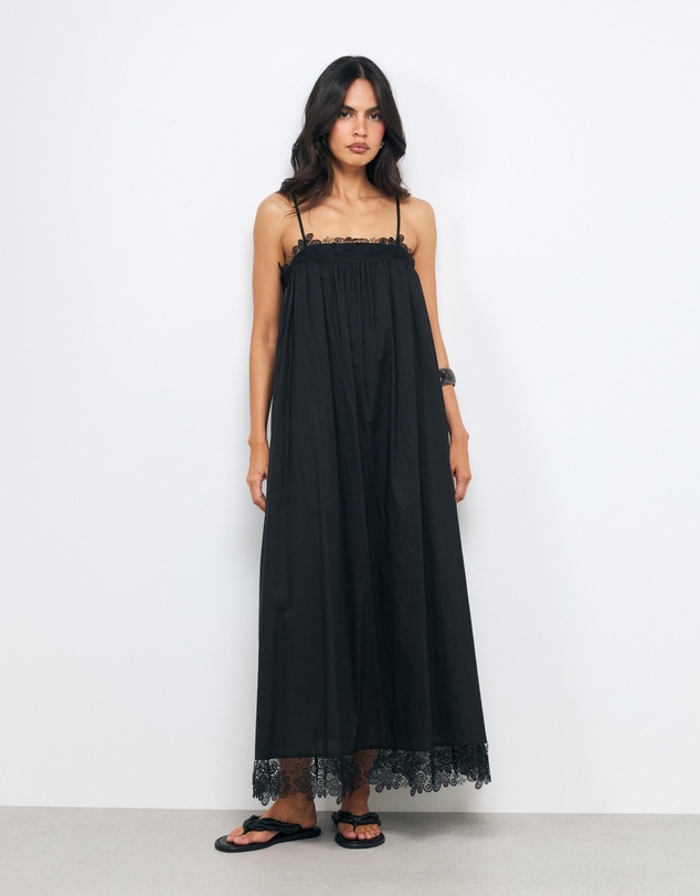 AERE - Mara Cotton Voile Trim Maxi Dress