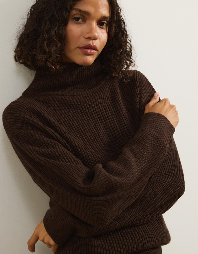 Atmos&Here - Alice Rib Knit Funnel Neck Jumper