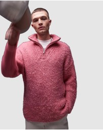 Topman - Fluffy Knitted Quarter Zip Jumper