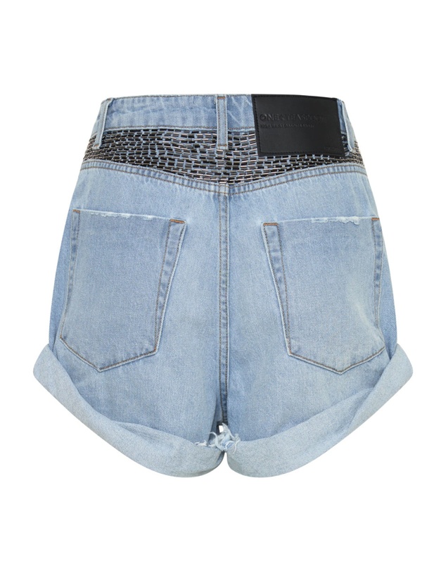 ONE TEASPOON - Railed Sequin Bandits High Waist Denim Shorts