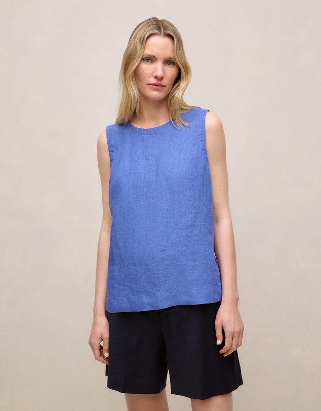 Trenery - Delave Linen Shell Tank in Vivid Blue