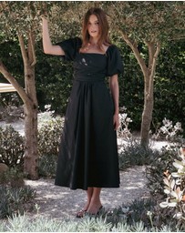 Petal & Pup - Clo Puff Sleeve Midi Dress - Black