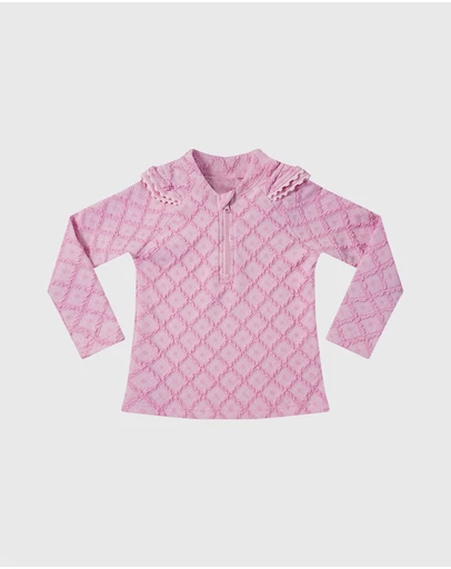 Aqua Blu Kids - Stepping Stones Pink Long Sleeve Rash Vest - Babies