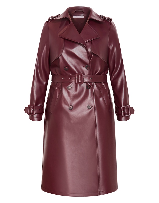 City Chic - Tori Faux Leather Trench