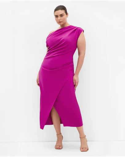City Chic - Plus size Sassy Off Shoulder Dress - magenta